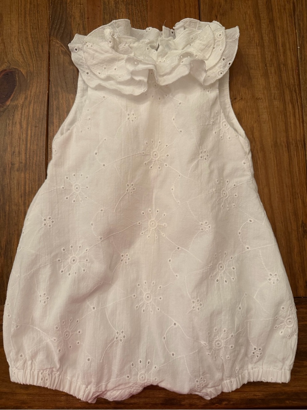 Girls White Eyelet Ruffle Bubble 24 month